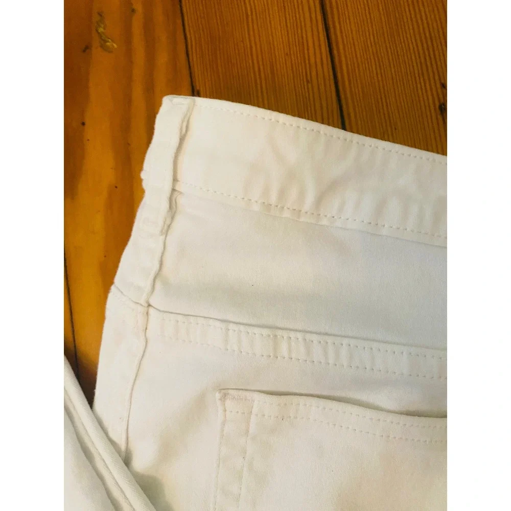 Michael Kors sz 14 White Scalloped Grommet Hem Cropped‎ Straight Leg Jeans